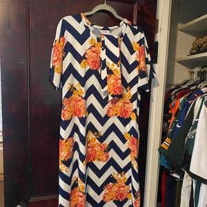 Lularoe Navy and White Chevron Marly Dress